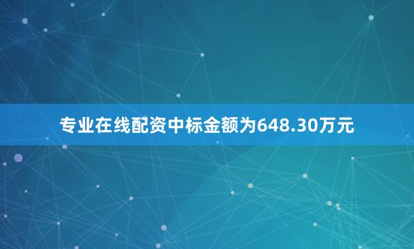 专业在线配资中标金额为648.30万元